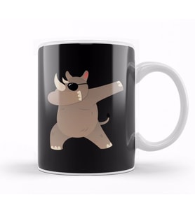 Dabbing Rhino Rhinoceros Dab Animal 01 Kupa Bardak Porselen