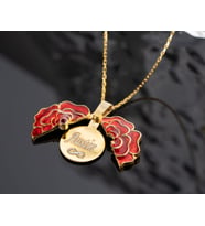 925 Ayar Gümüş Kişiye Özel İsimli Açılan Gül Kolye (Gold)