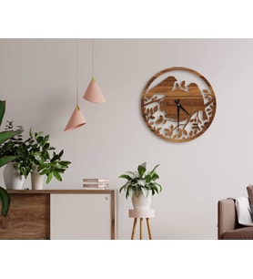 BK Home Dekoratif 45cm Ahşap Duvar Saati-50 (Beyaz)