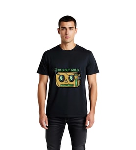 Erkek Nostalji Grafik Baskılı Retro Elektronik Tasarım Tişört Rahat Kesim Günlük Giyim Modern Şık