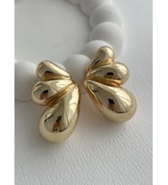 Özel Seri Üç Damla Tasarım Maksi Boy Gold Küpe 5.5cm