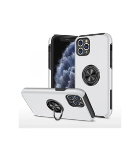 iPhone 11 Pro Max Kılıf Elit Yüzüklü Kapak - Gümüş