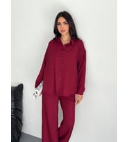 Gömlek Pantolon Ikili Takım - Bordo