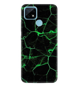 Realme C11 C21 C21Y C25Y C11 2021 Kılıf Desemli Silikon Yeşil Şerit Mermer 1320