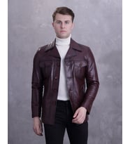 Erkek Hakiki Deri Ceket (Bordo)