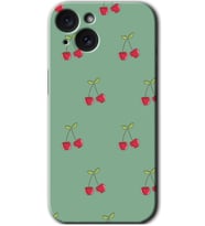 İphone 15 Kılıf HD Desen Baskılı Kılıf - Kiraz Berry