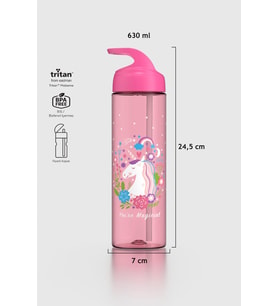 Renga Moly Desenli 630 ml Pipetli Tritan Çocuk Matara 912172 Pembe
