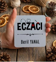 Kişiye Özel Eczacı Bardak Altlığı Tıp Bayramı Hediyesi (Beyaz)