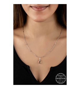 Swarovski Crystal Taşlı Ametist Top Zincir Gümüş Kadın Kolye