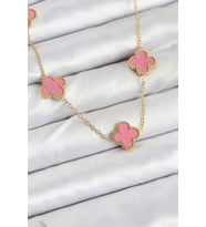 316L Çelik Zincir Gold Pembe Renk Yonca Kadın Kolye TJ-BKO10583