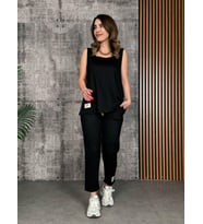 Kadın Askılı Yuvarlak Yaka Viskon Iki Iplik Bluz Ve Eşofman Altı Ikili Takım