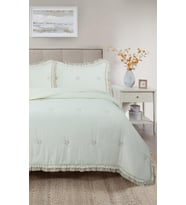 Perla Çift Kişilik Nakışlı Yatak Örtüsü Takımı - 240x260 cm - Pvc Çantalı - Günlük ve Çeyizlik (Krem)