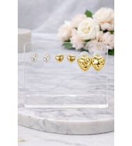 Gold Renk 6lı Kalp Çelik Küpe -M1