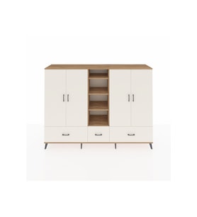 Hyperion Dolap 12 Raflı 3 Çekmeceli 4 Kapaklı 220x44x163 Çam-Aytaşı