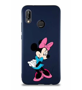 Huawei P20 Lite Soft Premier Kapak Minnie Mouse-F Tasarımlı Silikon Kılıf - Lacivert (Şeffaf)