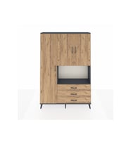 Arges Gardrop 6 Raflı 3 Çekmeceli 3 Kapaklı 132x30x195 Antrasit-Çam