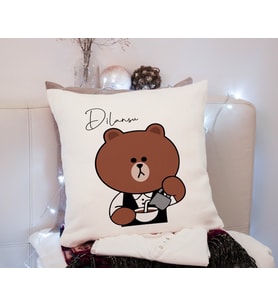 Kahveci Brown Bear Yastık Kişiye Özel