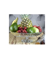 Decocia 33 cm Oval Ayaklı Cam Meyvelik Sunum Kasesi Vega Desenli