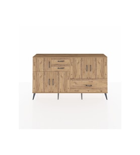 Arges Konsol 5 Raflı 3 Çekmeceli 5 Kapaklı 176x30x99 Çam-Çam
