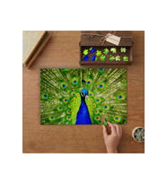 Mavi Yeşil Renkli Tavuskuşu Tasarımı 240 parça Ahşap Puzzle Ahşap Kutuda MP06159