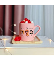 Power Puff Girls Tasarımlı Kişiye Özel Pembe Türk Kahvesi Fincanı