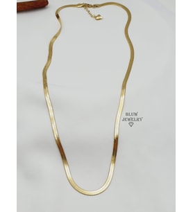 Çelik Ezme Zincir Kolye 60 CM (Altın)