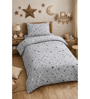 Tek Kişilik Nevresim Takımı 160x220cm  2 Yastık Kılıfı  Lastikli Çarşaflı 120x200+30 (Gri)