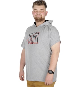 Mode XL Büyük Beden T-Shirt Kapşonlu Paris 22174 Grimelanj