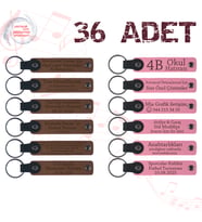 A Kahve & Pembe, Pilates Grubu Üyelerine Motivasyon Hediyesi, 36’lı Set, İsim Yazılabilir Anahtarlık