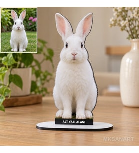Kişiye Özel Fotoğraflı Evcil Hayvan Fotoğraflı MDF Karikatürlü 18 cm MDF Masaüstü Biblo - Masaüstü Hediye 5. Model