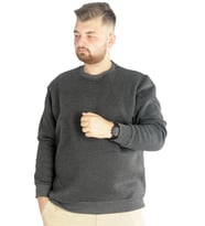 Mode XL Büyük Beden Erkek Basic Bisiklet Yaka Sweatshirt 20131 ANTRASIT