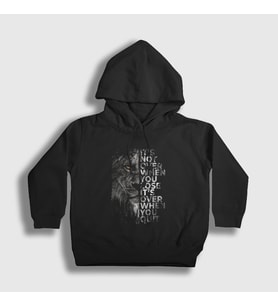 Presmono Unisex Çocuk Siyah Over Lion Aslan Kapüşonlu Sweatshirt 305722tt