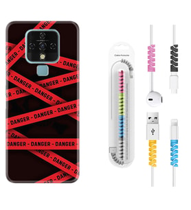 Tecno Camon 16 18P Pova 3 Pova Neo Kılıf Kablo Koruma Spiral Silikon Danger 1372