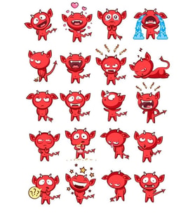 Şeytan Çocuk Sticker Set 20 Parça Telefon, Tablet, Defter, Laptop Sticker