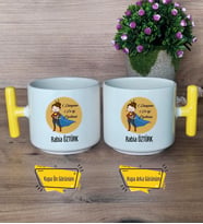 Kadın Öğretmene Hediye Kupa Bardak T Sarı Kulplu Öğretmenler Günü Hediyesi