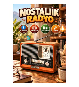 Retro Ahşap Görünümlü Bluetooth 5.0 Radyo – FM/AM/SW, USB, SD Kart, AUX ve Fener