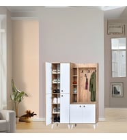 İnci Atlantik Çam Beyaz Portmanto Takımı  Raflı 4 Kapaklı Askılık Ve Ayakkabılık 140x37x195 Cm