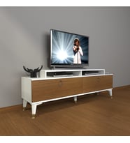 Decoraktiv Ekoflex 4 Mdf Gold Tv Ünitesi Tv Sehpası - Beyaz Ceviz (Beyaz - Ceviz)