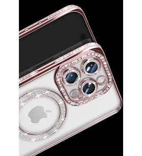 Pilelistore   iPhone 16 Pro Max Kılıf Joke Simli Magneticsafe Kılıf - Pembe