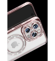 Pilelistore   iPhone 16 Pro Max Kılıf Joke Simli Magneticsafe Kılıf - Pembe