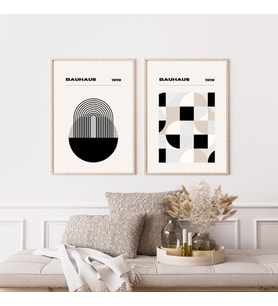 Bauhaus Minimalist  Duvar Tablosu Çerçeveli 2'li Set Ahşap Renk 21 x 30 Boyut/Ebat