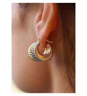 14 Ayar Altın Üç Renk Halka Küpe (Çap: 1.8 cm)