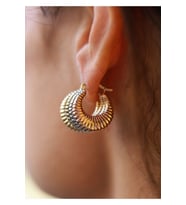 14 Ayar Altın Üç Renk Halka Küpe (Çap: 1.8 cm)