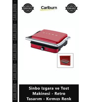 Özel Üretim Isı Ayarlı 180 Derece Sinbo Izgara Tost Makinesi Retro Tasarım Kırmızı Renk