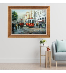 Çerçeveli Paspartulu Manzara Tablo cft0078 (Gold)