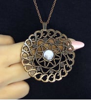Doğal Taş Aytaşı Doğal Taşlı Yuvarlak Model Antik Kadın Kolye euk47ay (Beyaz)