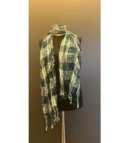 EKOSE YEŞİL KARELİ UNİSEX FULAR ŞAL 180X70 CM
