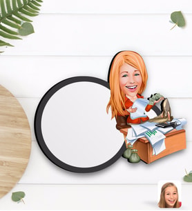 BK Gift Kişiye Özel Kadın Patron Karikatürlü Ahşap Bardak Altlığı-6