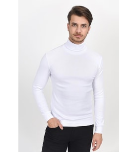 ERKEK SLİM FİT TAM BALIKÇI YAKA UZUN KOLLU PENYE SWEAT