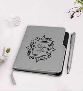 BK Gift Kişiye Özel İsimli Gri Termo Deri Defter Kalem Seti-1